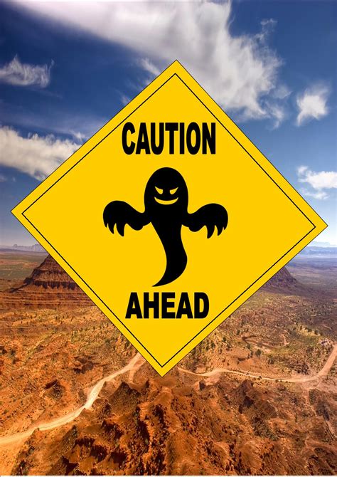 Novelty Caution Ghost Ahead Hanging Metal Sign Wall Plaque The