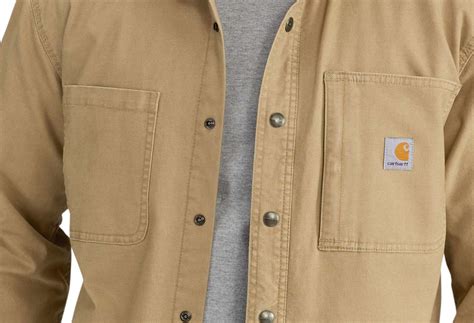 Rugged Flex® Relaxed Fit Canvas Fleece Lined Snap Front Shirt Jac Mens Sale Carhartt