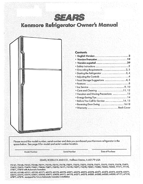 Kenmore Refrigerator Owners Manual Pdf Download Manualslib