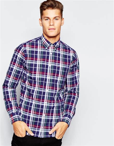 Lyst Tommy Hilfiger Check Shirt In Large Scale Navy In Blue For Men