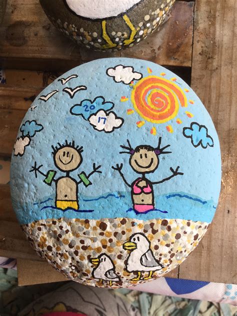 Beach Summer Rock Painting Ideas For Kids