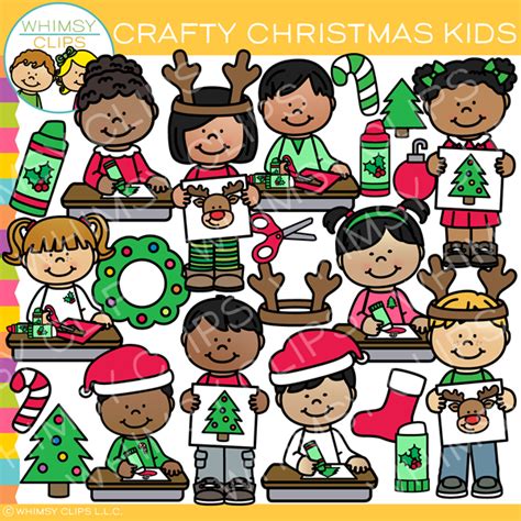 Crafty Christmas Kids Clip Art Images And Illustrations Whimsy Clips