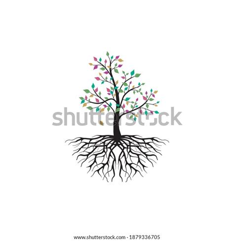 Colorful Tree Roots Isolated Rainbow Tree Stock Vector Royalty Free