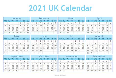 Calendar 2021 Uk Free Printable Pdf Templates For Calendario Vertex