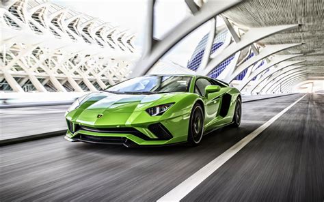 Download Wallpapers Lamborghini Aventador 4k Road Supercars Green