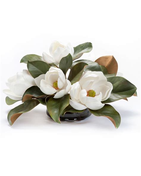 Blush magnolias with pink centers adorn this natural looking brown stem. Buy this Amazingly Realistic Magnolia Silk Flower ...