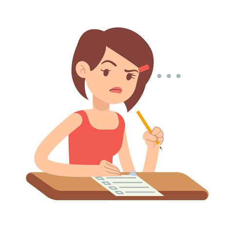 Crazy Worried Young Woman Student In Panic On Exam Vector Illustration
