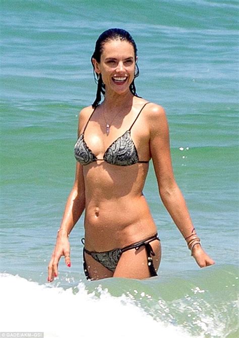 alessandra ambrosio displays six pack in bikini in brazil daily mail online