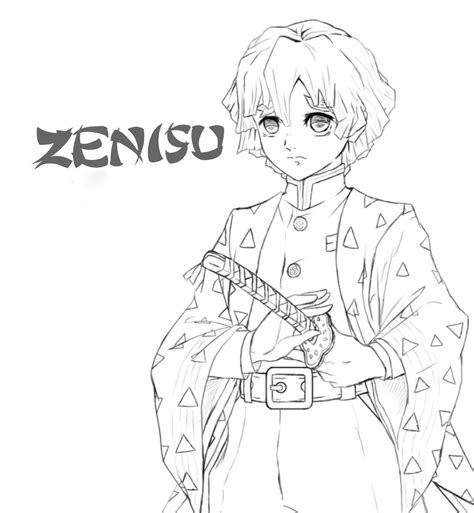 Kochou shinobu, kimetsu no yaiba, butterfly, blushing, black hair. Zenitsu Coloring Pages - Demon Slayer Coloring Pages ...