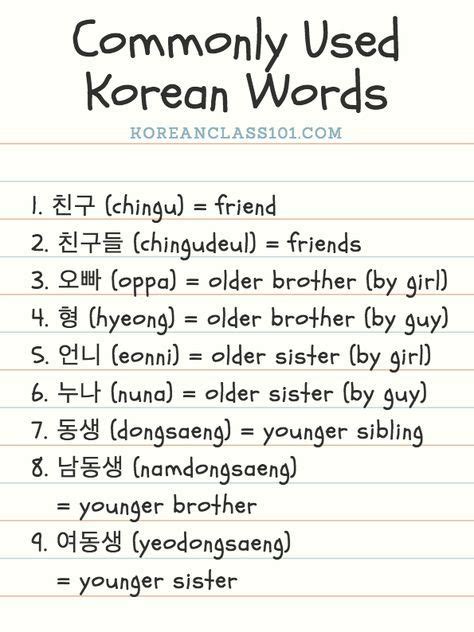 Learn Korean Easy Korean Words Korean Words