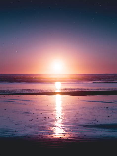 Sunset Wallpaper 4k Seascape Reflection Beach Seashore Dawn