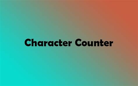 Character Counter Tool Online