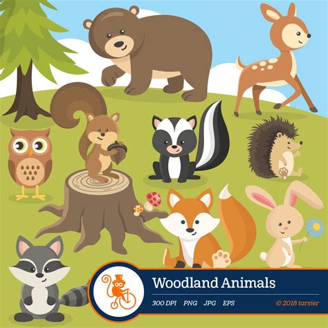 Woodland Nursery Animals Svg Clipart Forest Animals Clip Art Autumn
