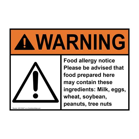 Business And Industrial Food Allergen Awareness Wall Sign Vinyl Stickers