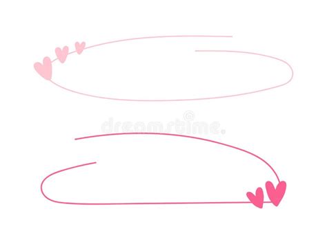 Hand Drawn Linear Cute Pink Oval Frames For Text Or Quote Love Line