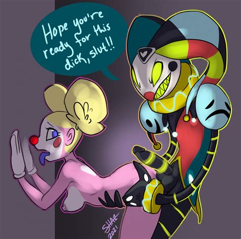 Rule 34 Animatronic Blonde Hair Breasts Clown Clown Makeup Demon Duo