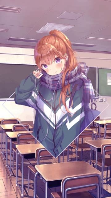 Wallpaper Anime Classroom Moe Anime Girl Orange Hair Board