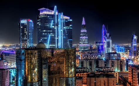Download Wallpapers Riyadh Capital Colorful City Lights