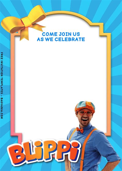 7 Cute And Appealing Blippi Kids Birthday Invitation Templates Free
