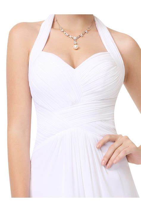 Sexy White Halter Long Open Back Evening Dress 59 Ep08487wh