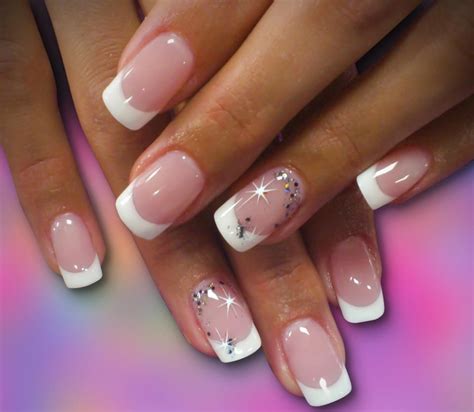 Lovely French Manicure With A Touch Of Bling Nail Art Wedding