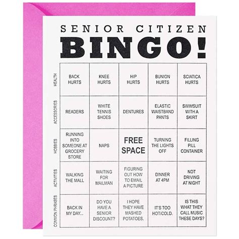 Creating a gift basket is one of the best ways to show someone how much you care about them. Senior Citizen Bingo Birthday Card | Birthday cards, Card sayings, Senior citizen