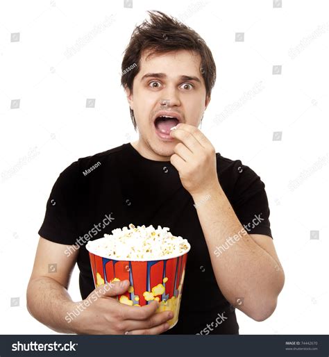 Funny Men Eating Popcorn Studio Shot Stock Photo 74442670 Shutterstock