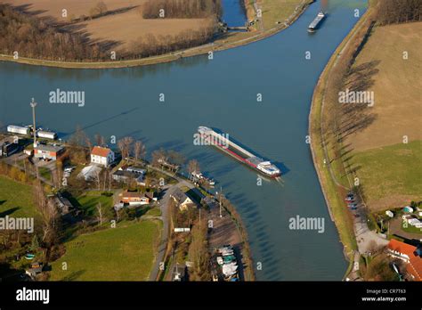 Aerial View Canal Junction Inland Waterway Transportation Dortmund