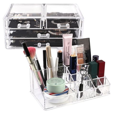 homfa elegant kosmetik organizer make up kosmetik aufbewahrung makeup mit 4 schubladen und
