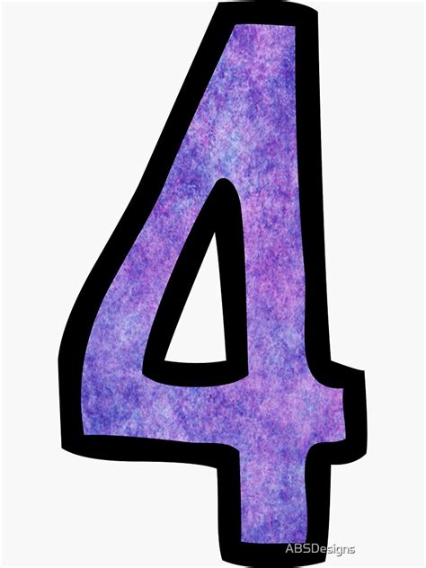 Number 4 Sticker For Sale By Absdesigns Redbubble