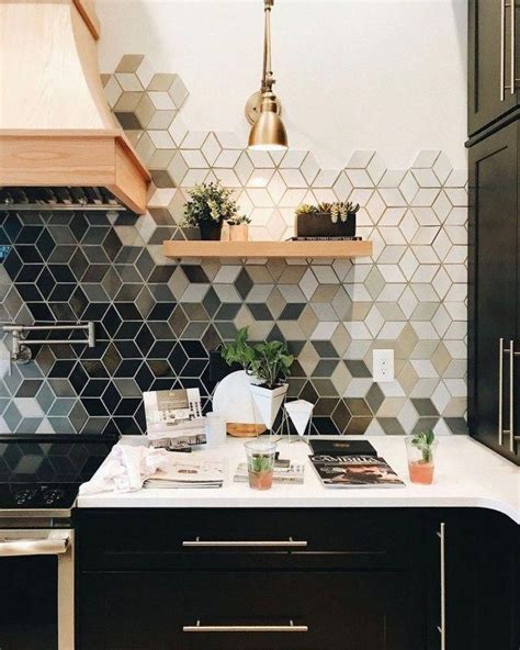 28 Beautiful Geometric Backsplash Tile Kitchen Cool Ideas Modern