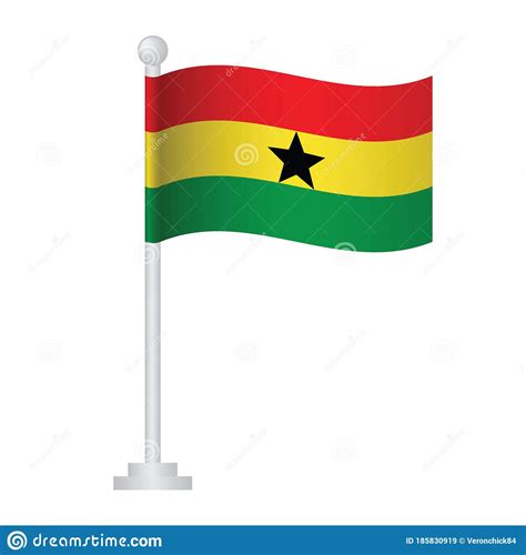 Ghana Flag National Flag Of Ghana On Pole Vector Stock Vector