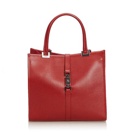 Gucci Red Leather Jackie Handbag Ref120561 Joli Closet