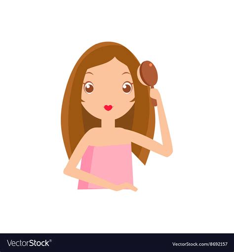 girl brushing her hair royalty free vector image