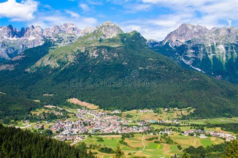 Aerial View Of Andalo In The Dolomites Italy Stock Photo Image Of