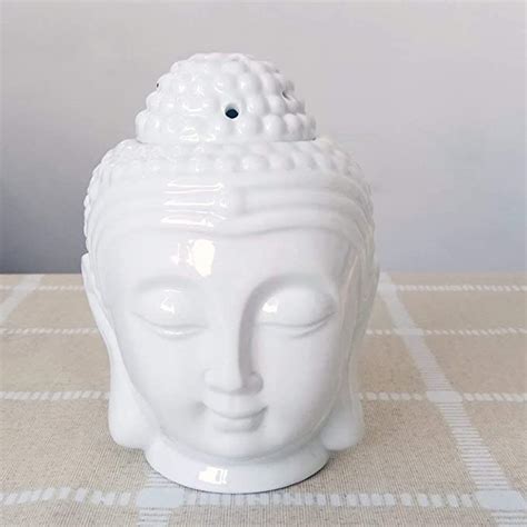 Peepalcomm Ceramic Buddha Head Oil Burner Aromatherapy Wax Melt Burners Oil Diffuser Buddha