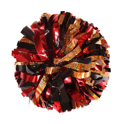 Holographic Gold Metallic Red And Metallic Black Cheerleading Pom I Love Cheer