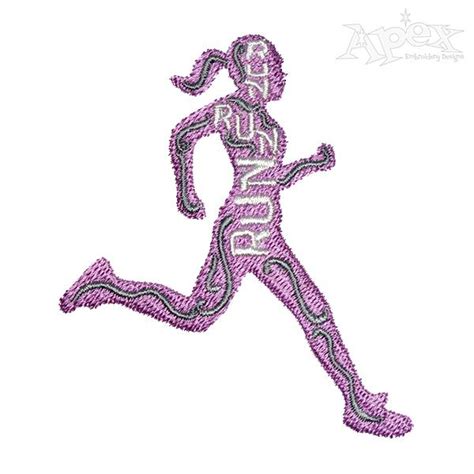 Running Girl Run Embroidery Design Apex Monogram Designs And Fonts