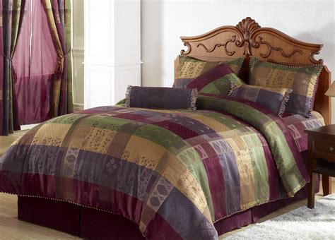 Discount Comforter Sets 7 Pcs Sage Green Burgundy Gold And Eggplant