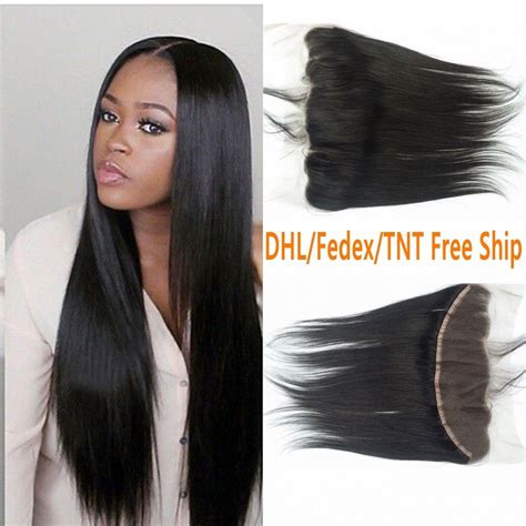 Inch Straight Lace Frontal Closure Bleached Knots Brazilian Hair