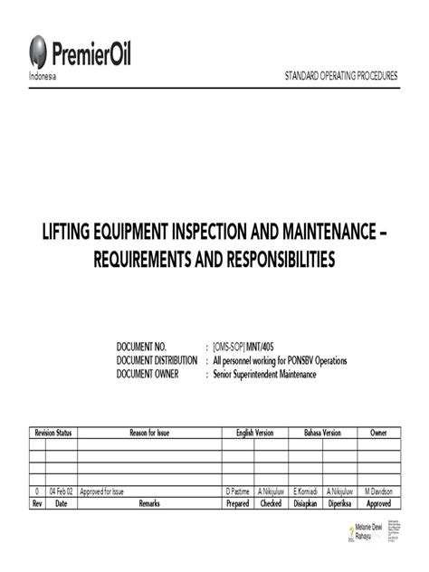 Lifting Equipment Inspection And Maintenance Pdf Pdf