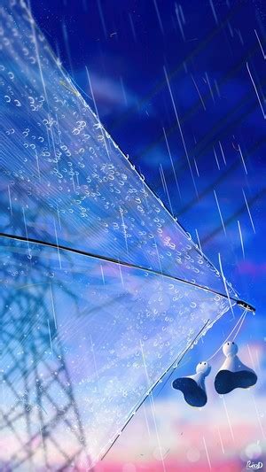 300652 Anime Girl Night Raining Umbrella 4k