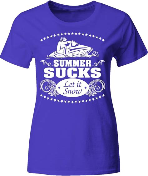 Summer Sucks Let It Snow Snowmobile Ladies T Shirt Ladies 2xl Royal Clothing