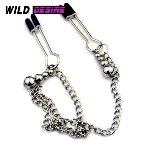 Stainless Steel Nipple Clamps With Weights Adult Toys Bdsm Labia Clip Bondage Weighted Ringed