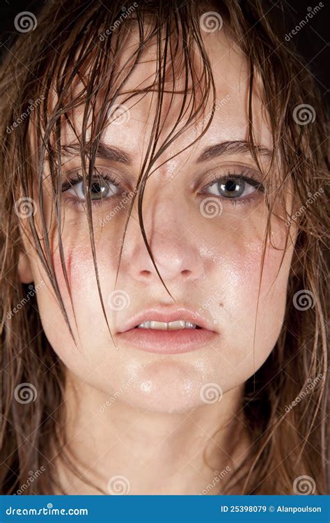 woman wet hair serious stock image image of sensuality 25398079