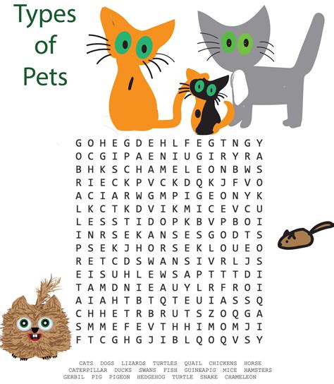 Types Of Pets Word Search Puzzle Wow My Pet Did That