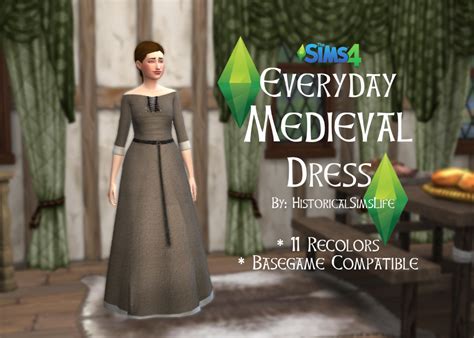Everyday Medieval Dress In 11 Colors By Historical Sims Life Sims