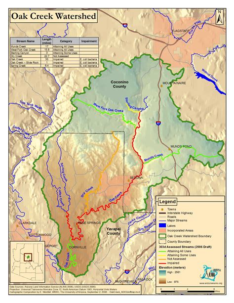 Oak Creek Watershed Map Sedona Arizona Usa Mappery