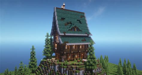 Mountain With Large Medieval Fantasy House Minecraft Map