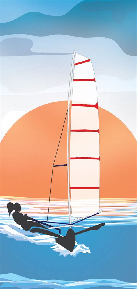 Sailboat Orange Sunset Retro Vintage Colors Behance